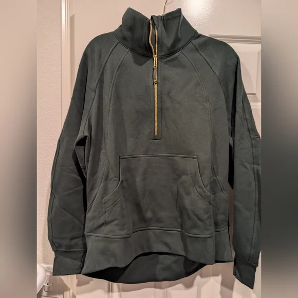 Lululemon Scuba Oversized Funnel Neck Half Zip Rainforest Green Gold Size M/L - Picture 2 of 10
